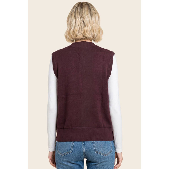 CREW NECK BUTTON DOWN SWEATER VEST