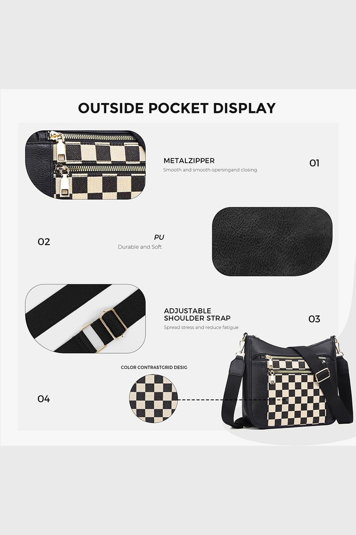 Black Checkered Canvas Purse