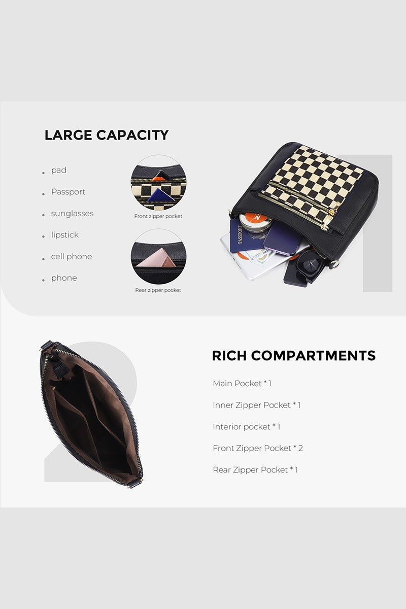 Black Checkered Canvas Purse