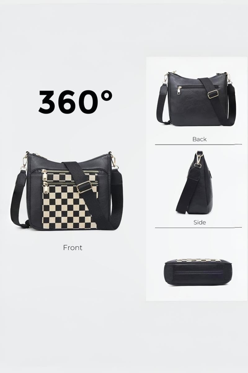 Black Checkered Canvas Purse