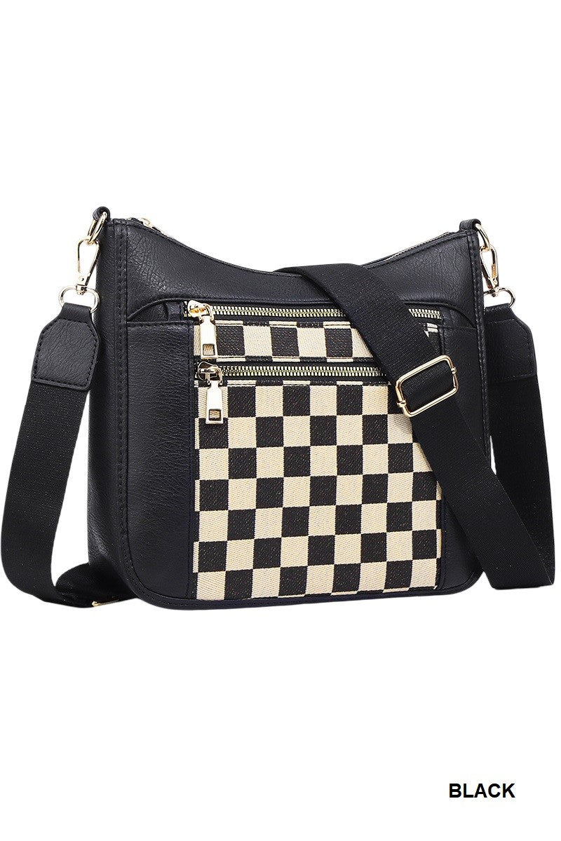 Black Checkered Canvas Purse