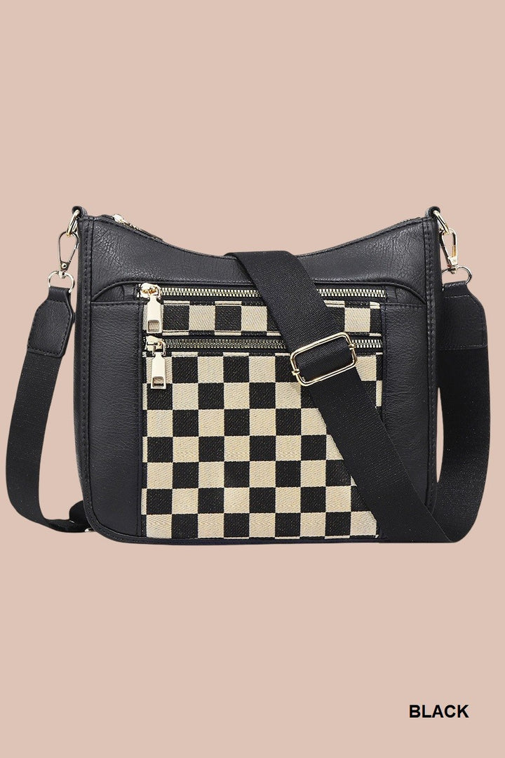Black Checkered Canvas Purse