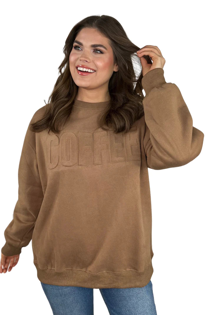 Coffee Embossed Sweatshirt