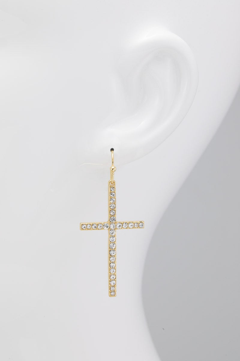 Pave Crystal Cross Earrings