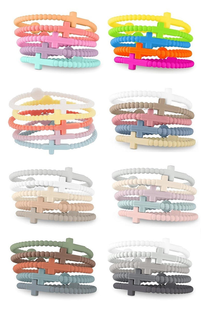 5 Piece Cross Silicone Bracelets