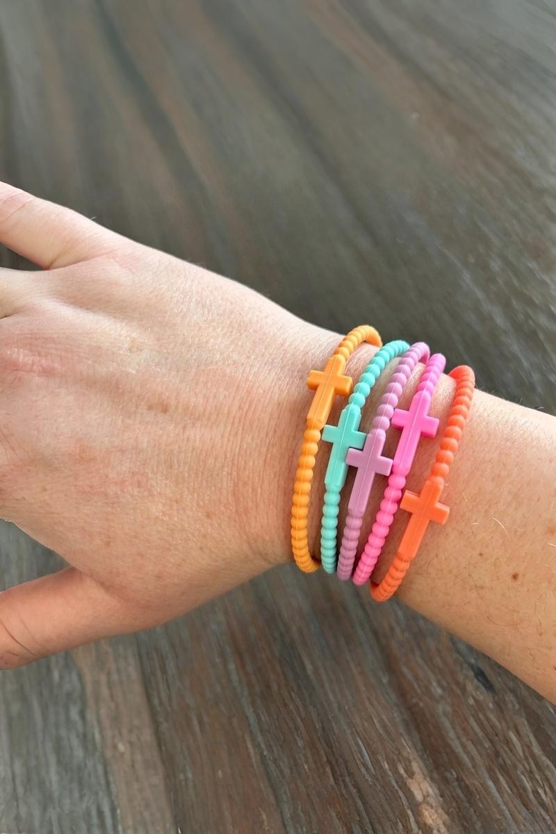 5 Piece Cross Silicone Bracelets