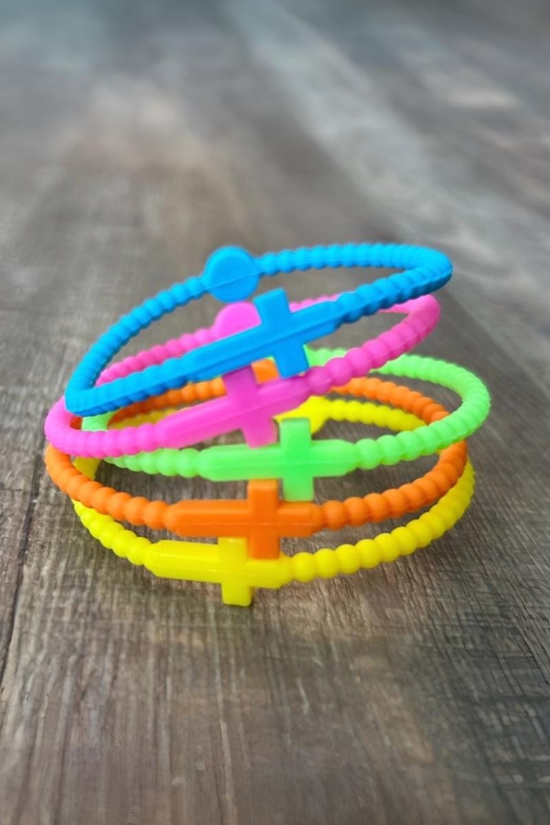 5 Piece Cross Silicone Bracelets