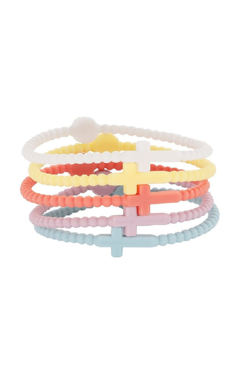 5 Piece Cross Silicone Bracelets