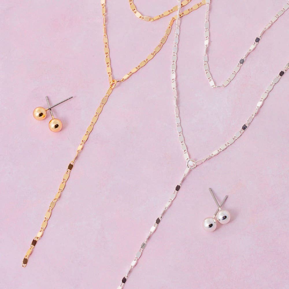 Chain Link Layered Y Necklace Set
