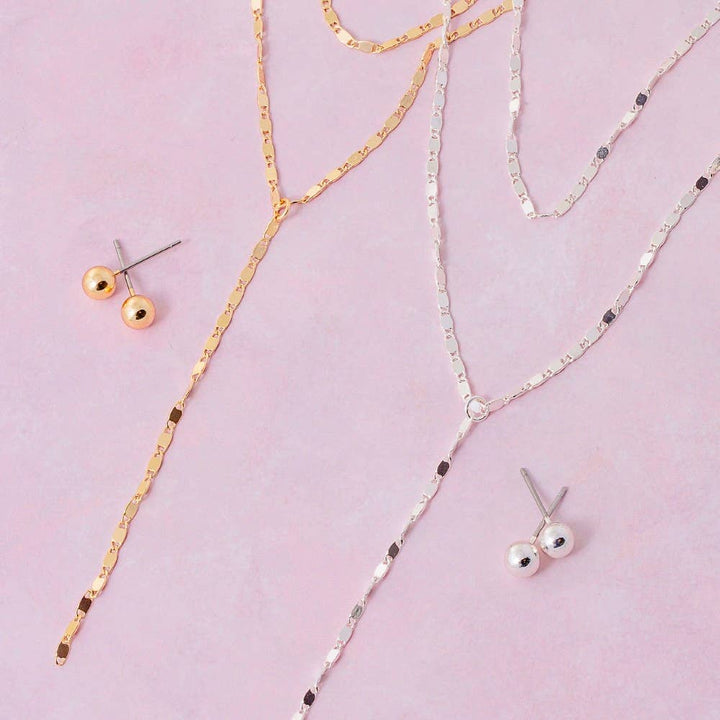Chain Link Layered Y Necklace Set