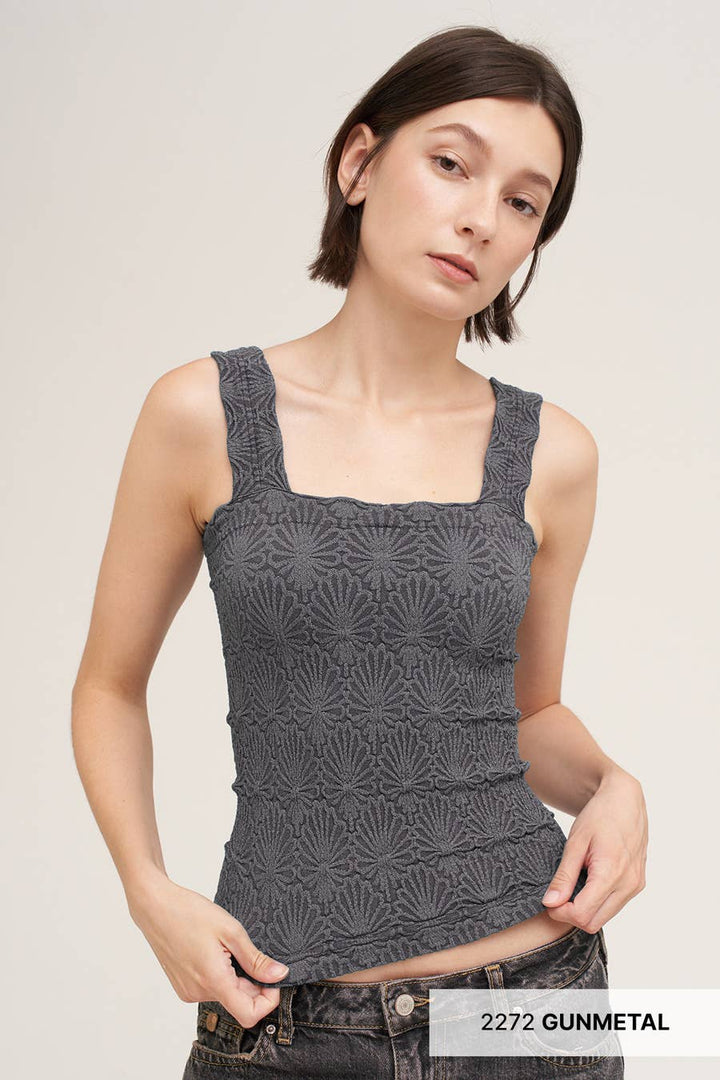 NS8416- Lace Textured Square Top