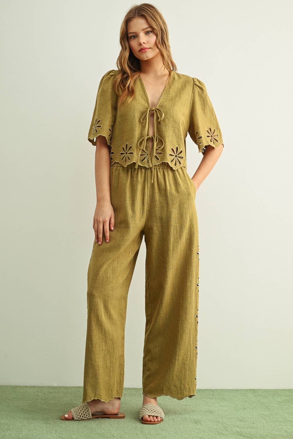 Embroidered Side Detail Pants