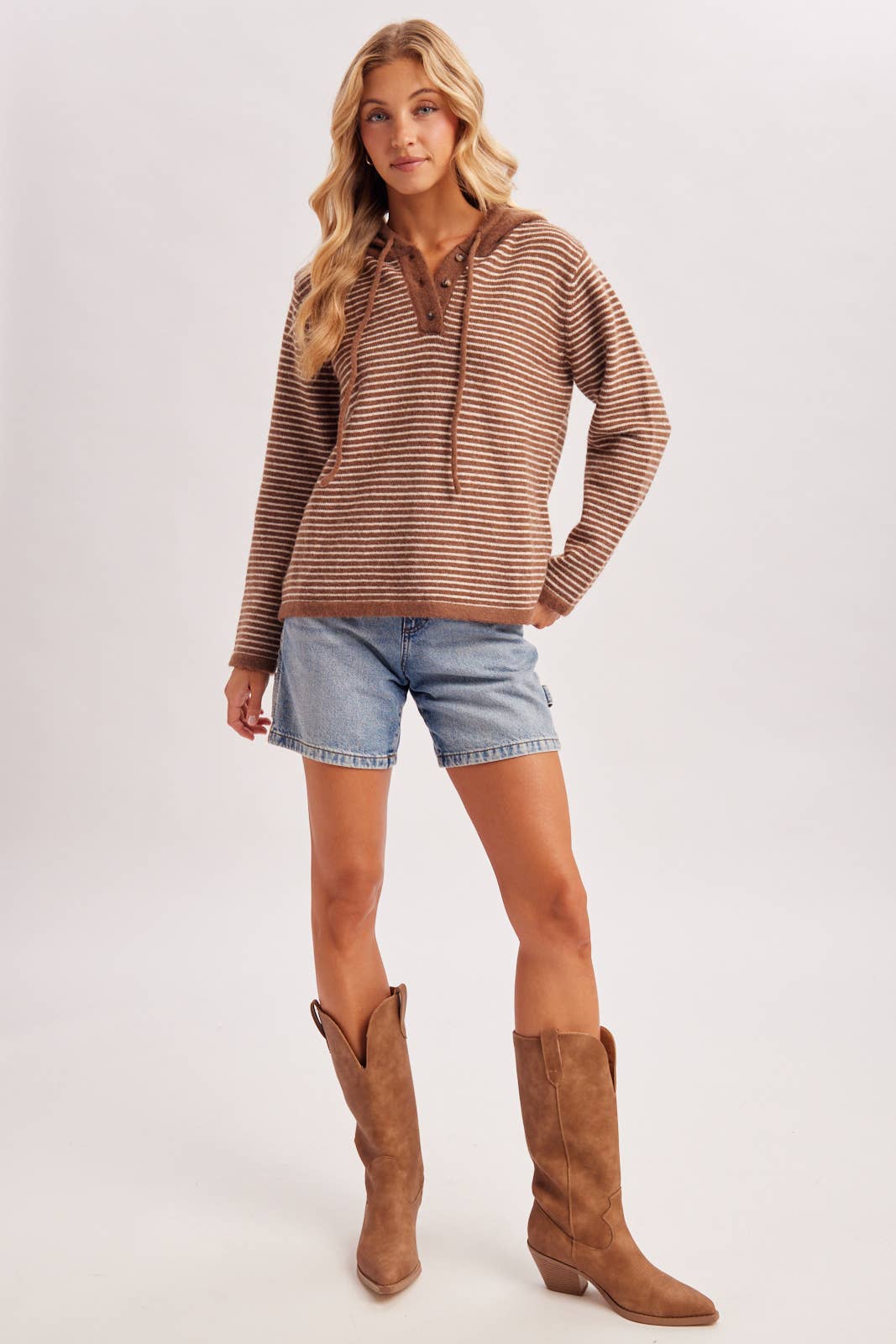 HENLEY SWEATER WITH HOODIE