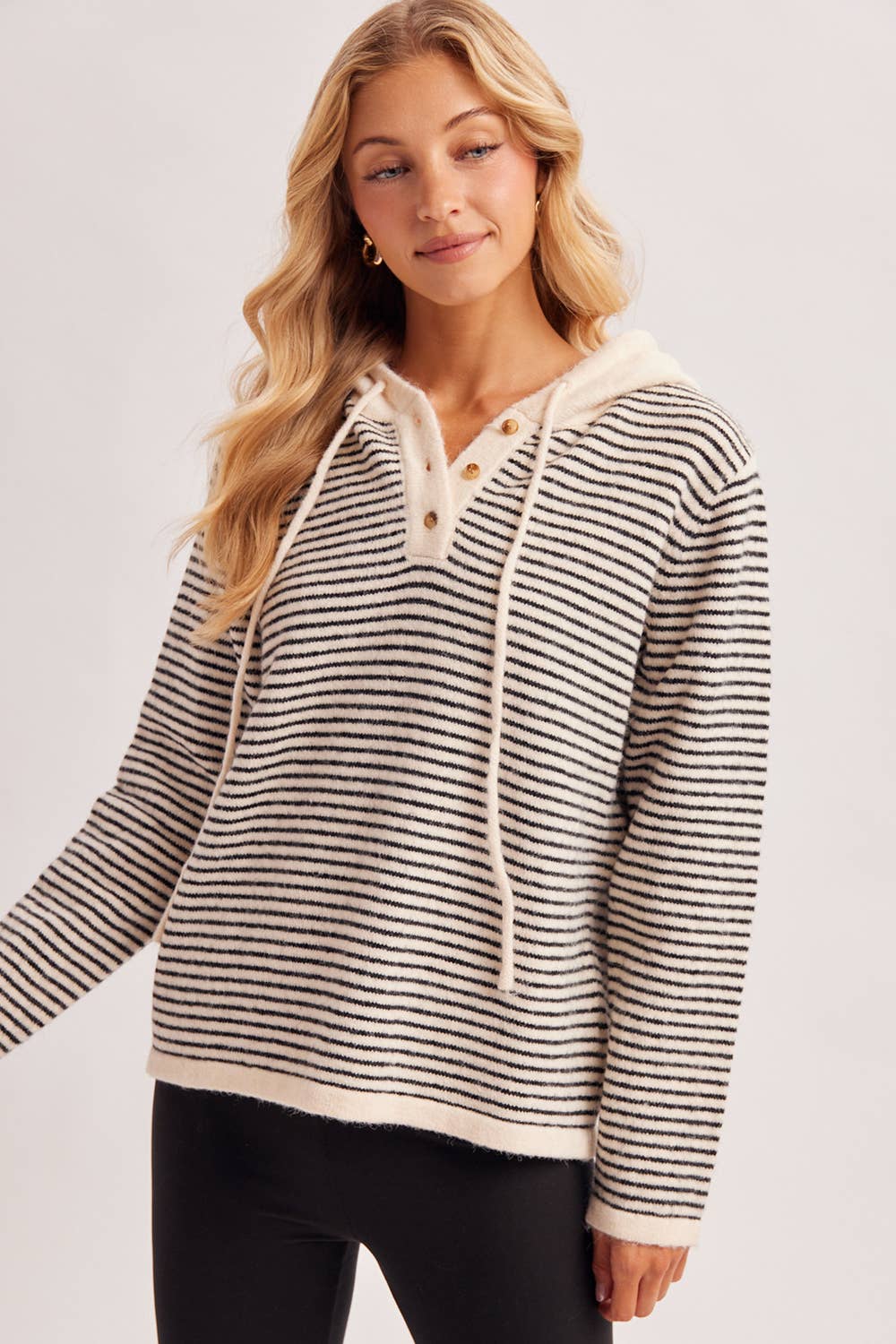 HENLEY SWEATER WITH HOODIE