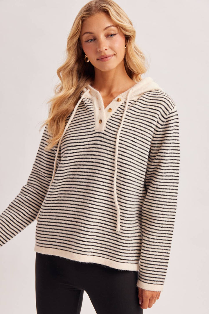 HENLEY SWEATER WITH HOODIE