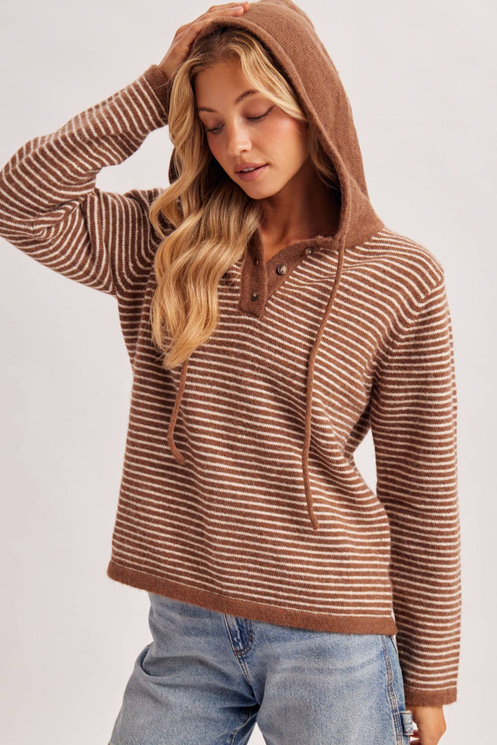HENLEY SWEATER WITH HOODIE