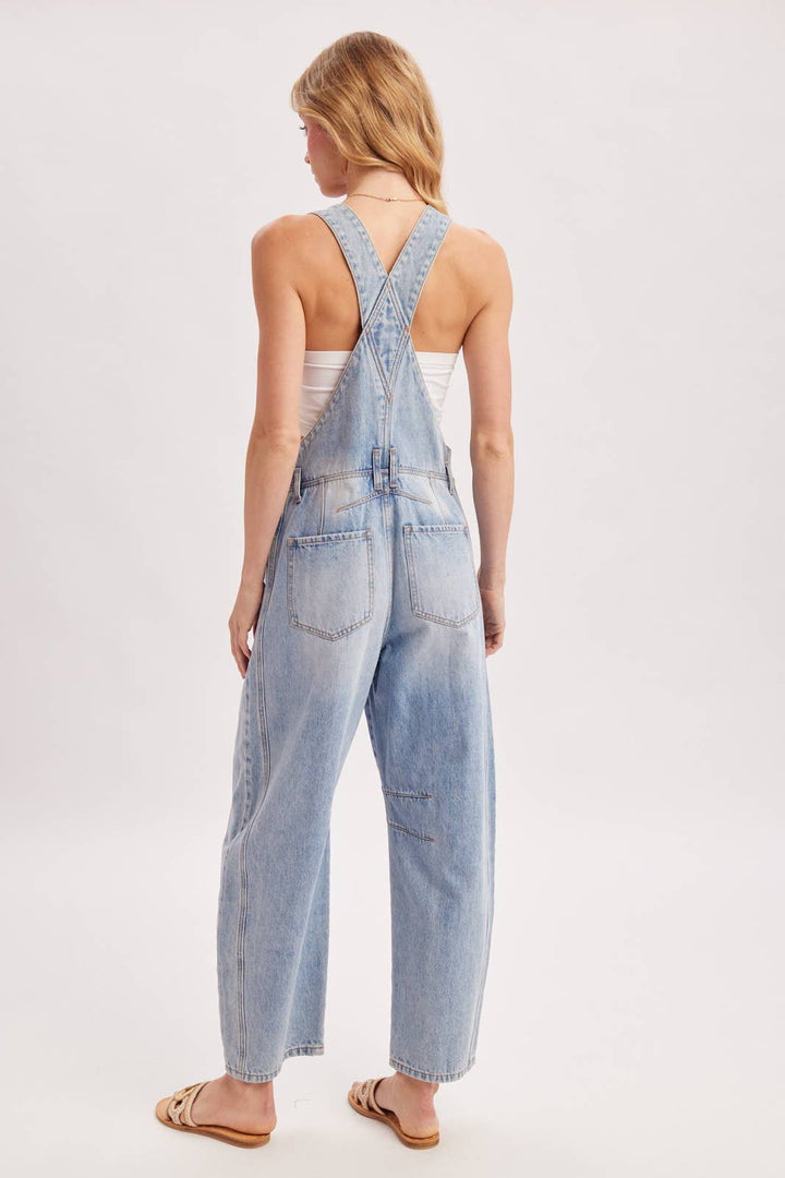 DENIM BARREL OVERALLS