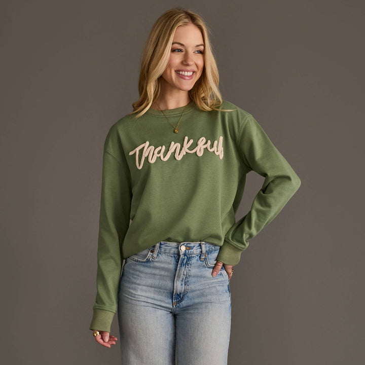 Sage Green Thankful Sweatshirt