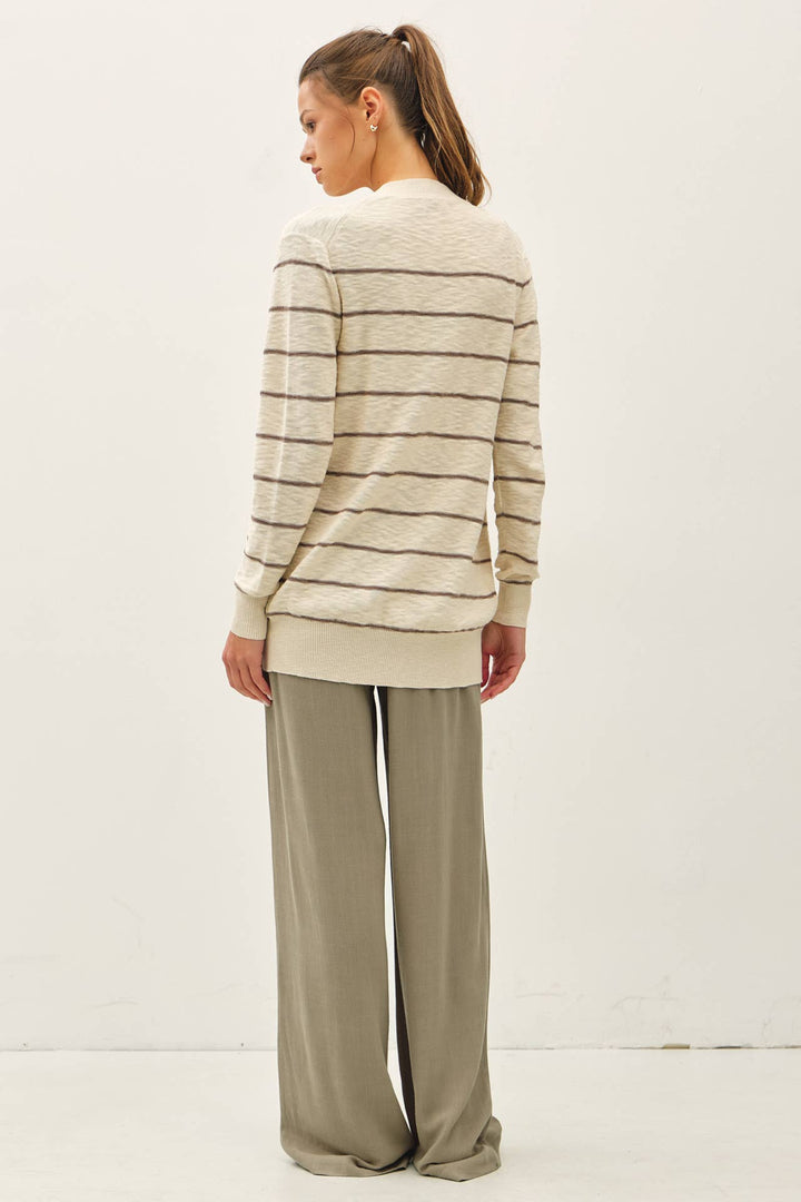 STRIPED COTTON SLUB CARDIGAN