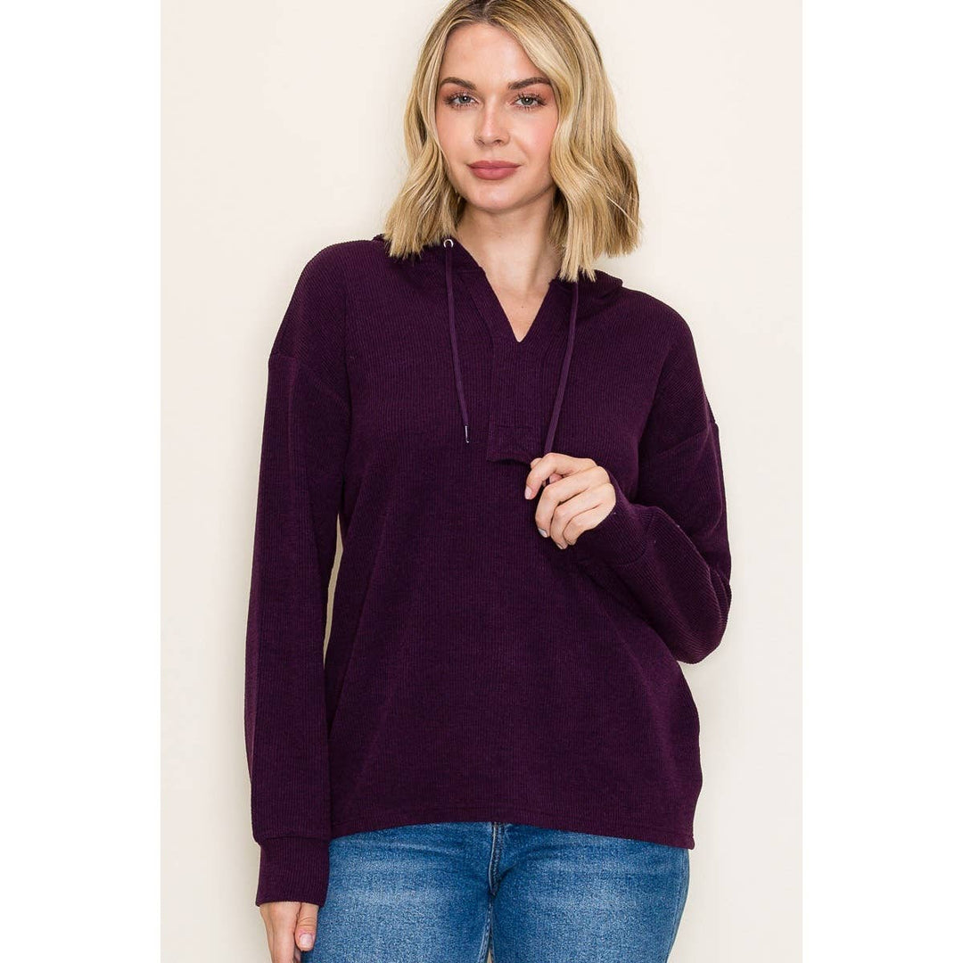 Black Solid Textured Hoodie