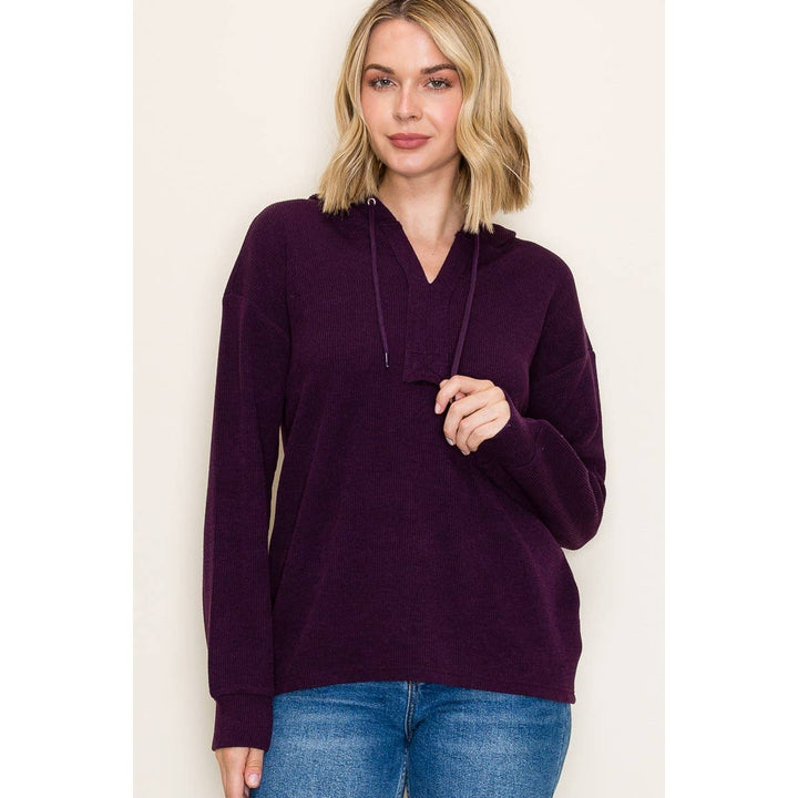 Black Solid Textured Hoodie