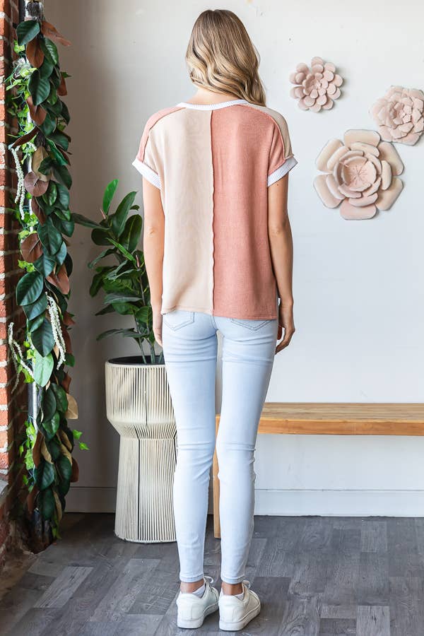 Ribbed Color Block Top