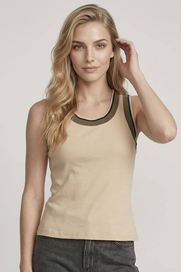 Color Band Detail Rib Tank