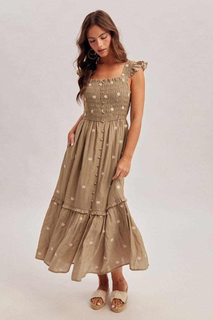Daisy Embroidered Smocked Dress