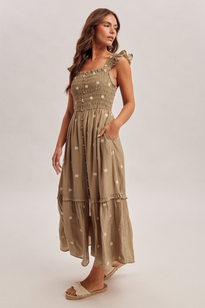 Daisy Embroidered Smocked Dress