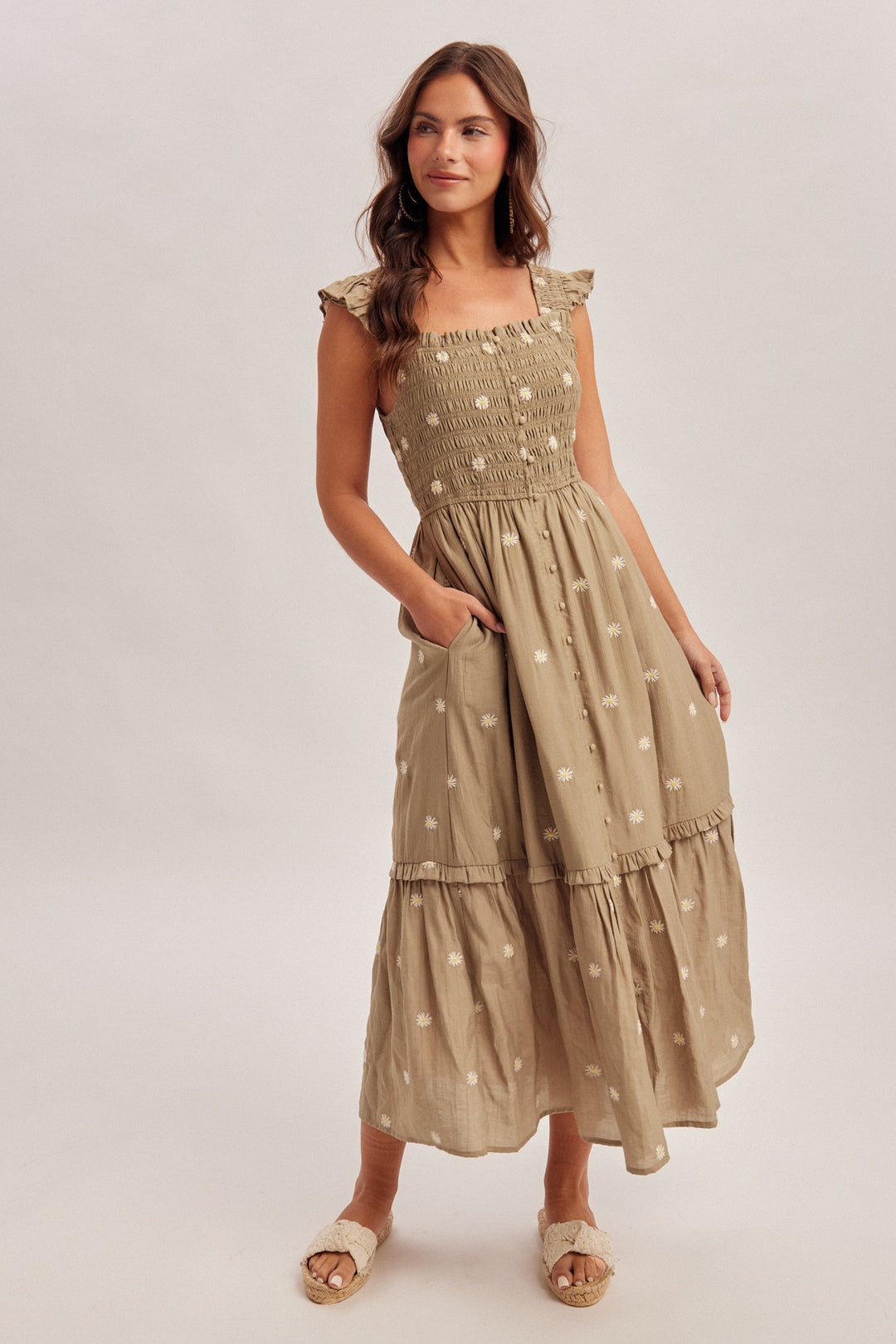 Daisy Embroidered Smocked Dress