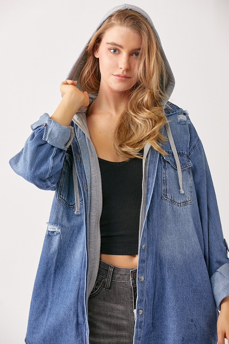 Evelyn Denim Zip Up