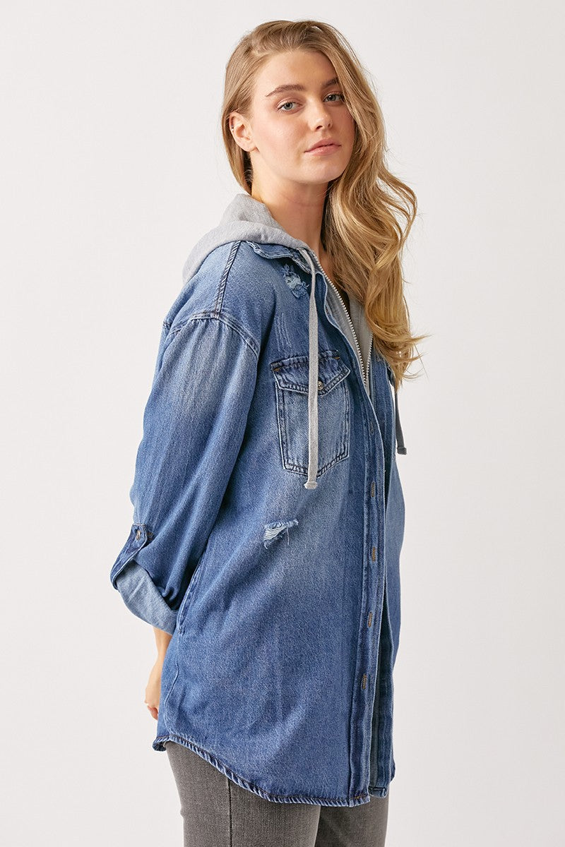 Evelyn Denim Zip Up