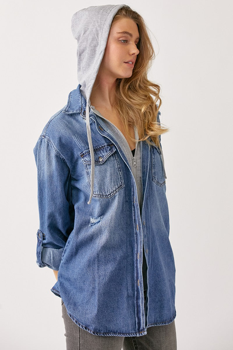 Evelyn Denim Zip Up