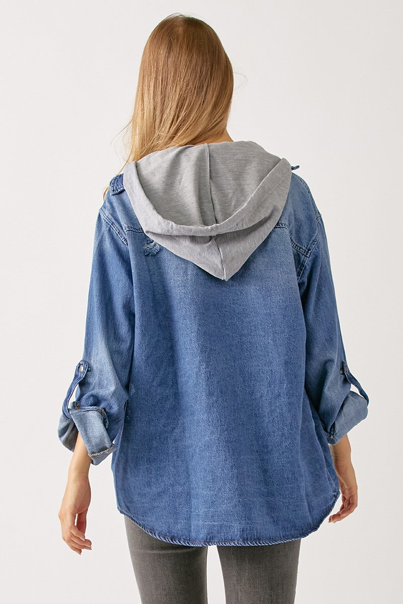 Evelyn Denim Zip Up