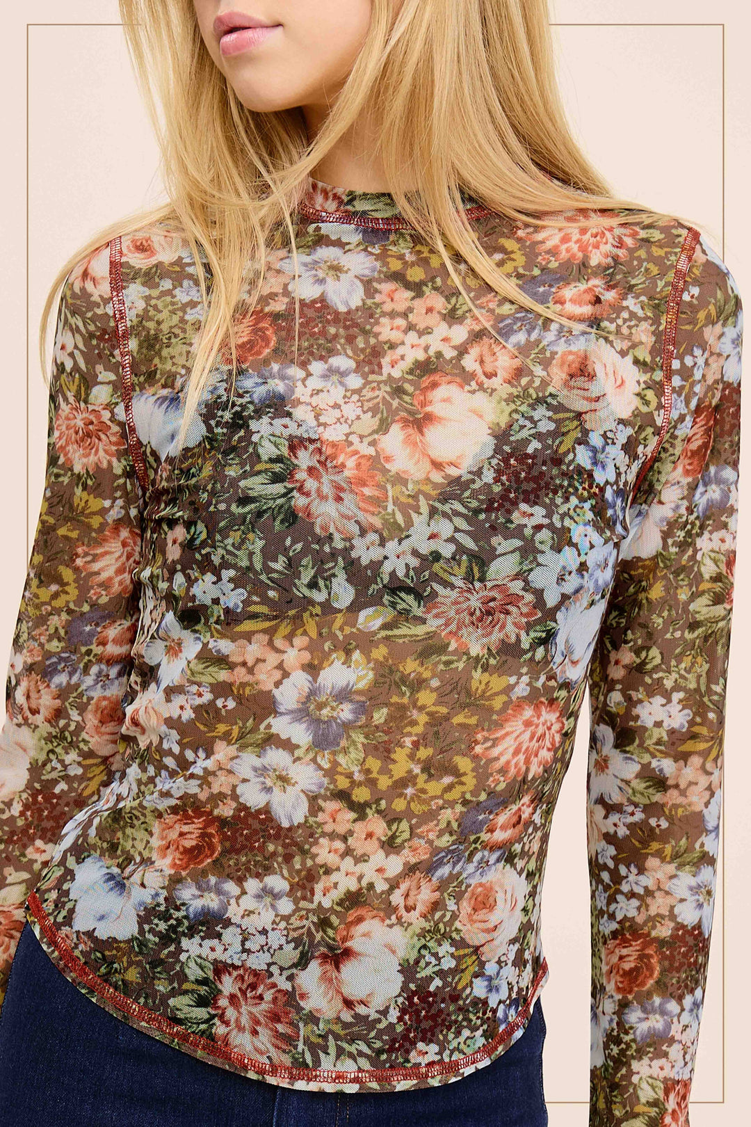 Floral Mesh Layering Top