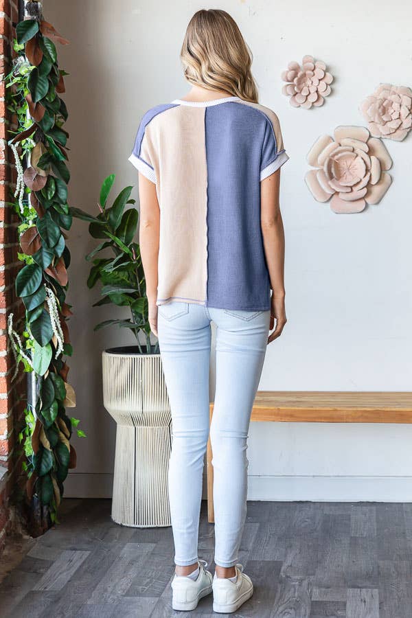 Ribbed Color Block Top