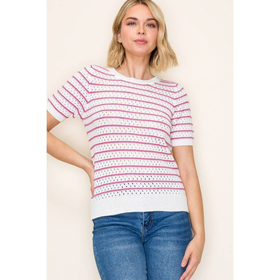 Emily Crochet Striped Sweater
