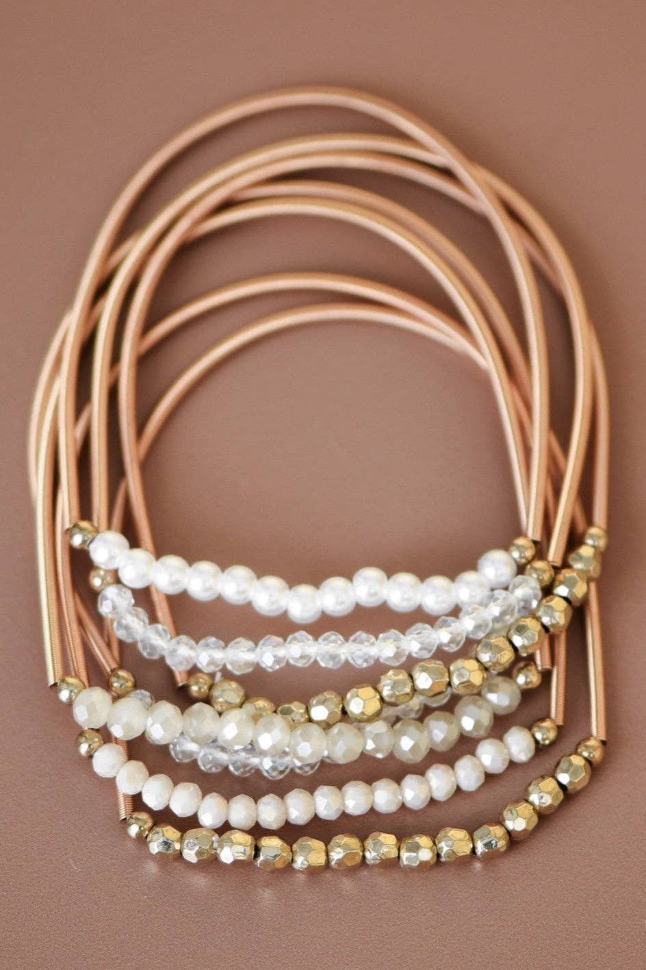 Boho Layered Spring Coil Guitar String Bracelet Set - 6961