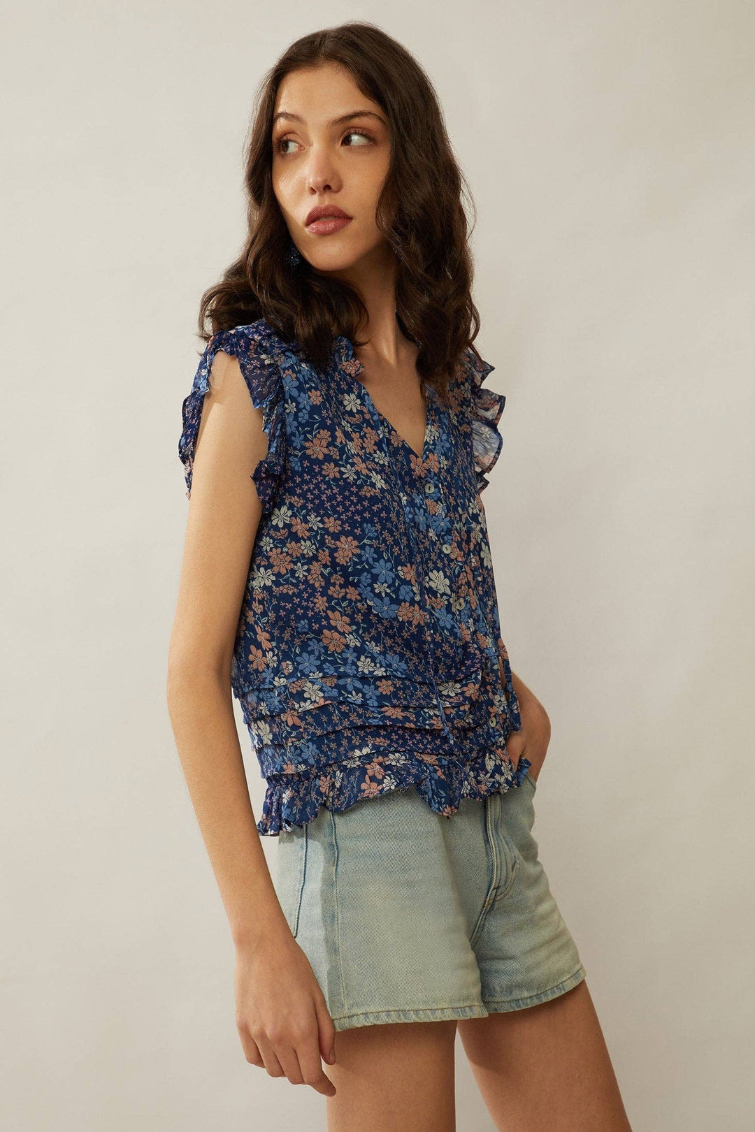 Floral Pleated Top