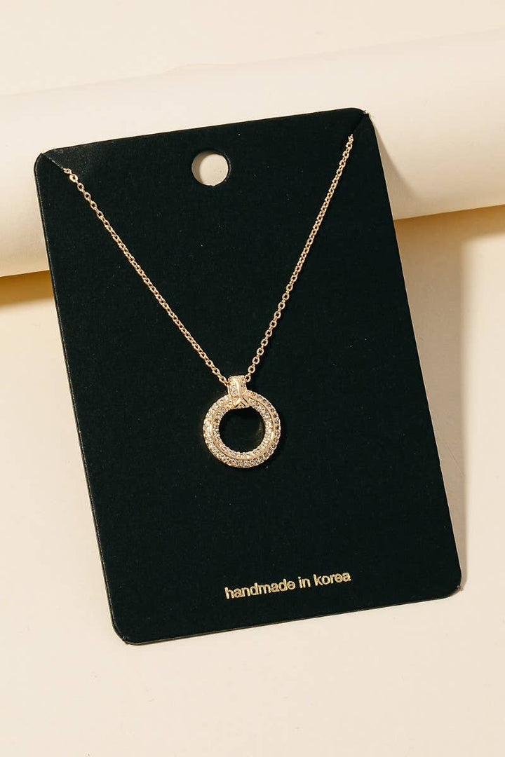 Pave Hoop Pendant Necklace