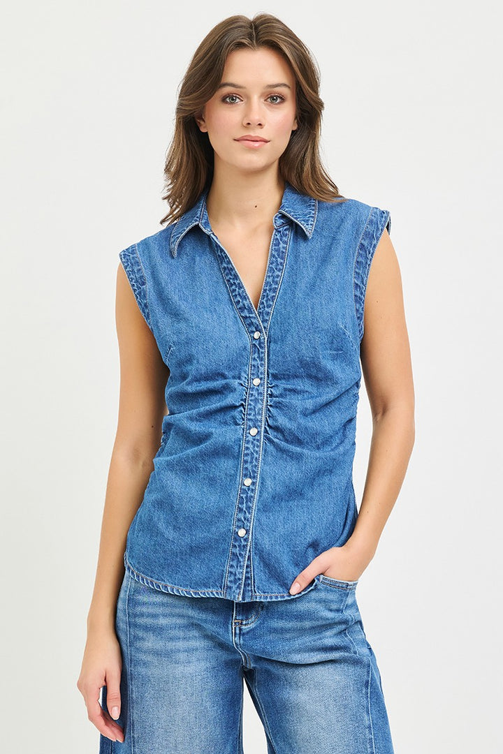 Sleeveless Denim Shirt