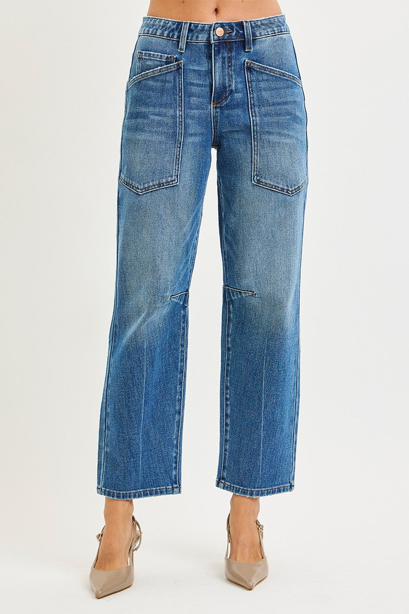 Desiree Barrel Patch Pocket Jeans