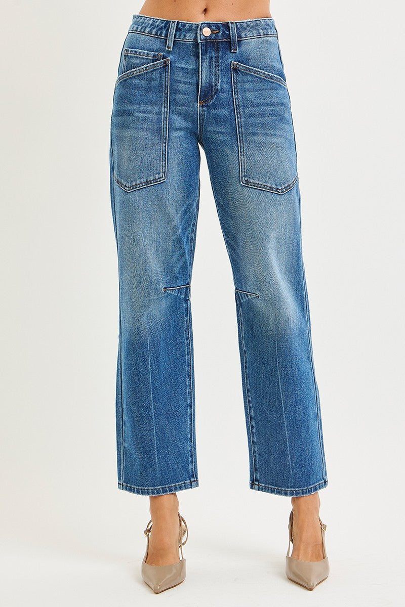 Desiree Barrel Patch Pocket Jeans