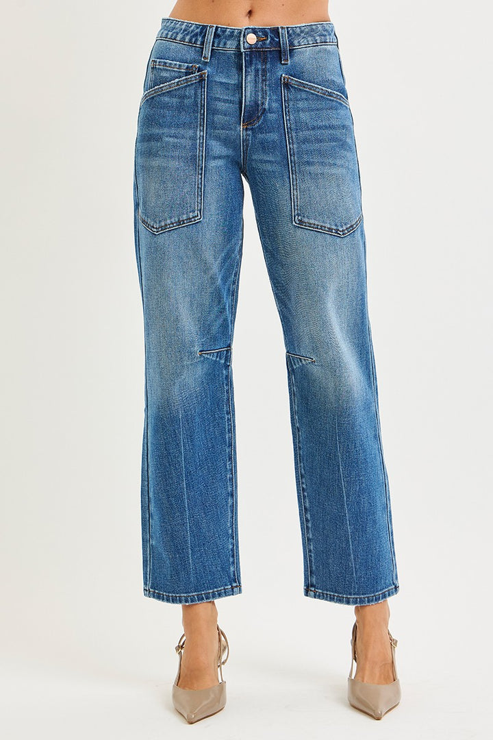 Desiree Barrel Patch Pocket Jeans