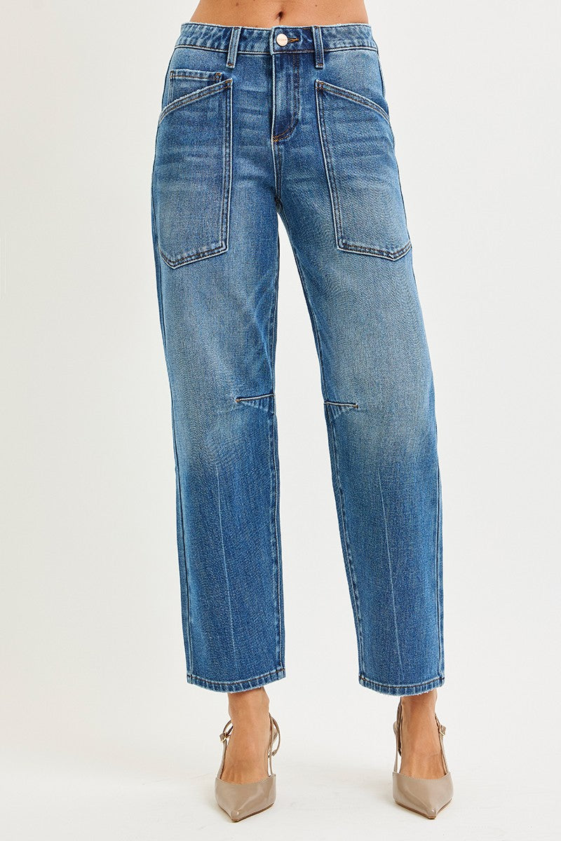 Desiree Barrel Patch Pocket Jeans