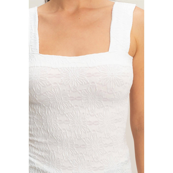 Floral Jacquard Square Neck Top