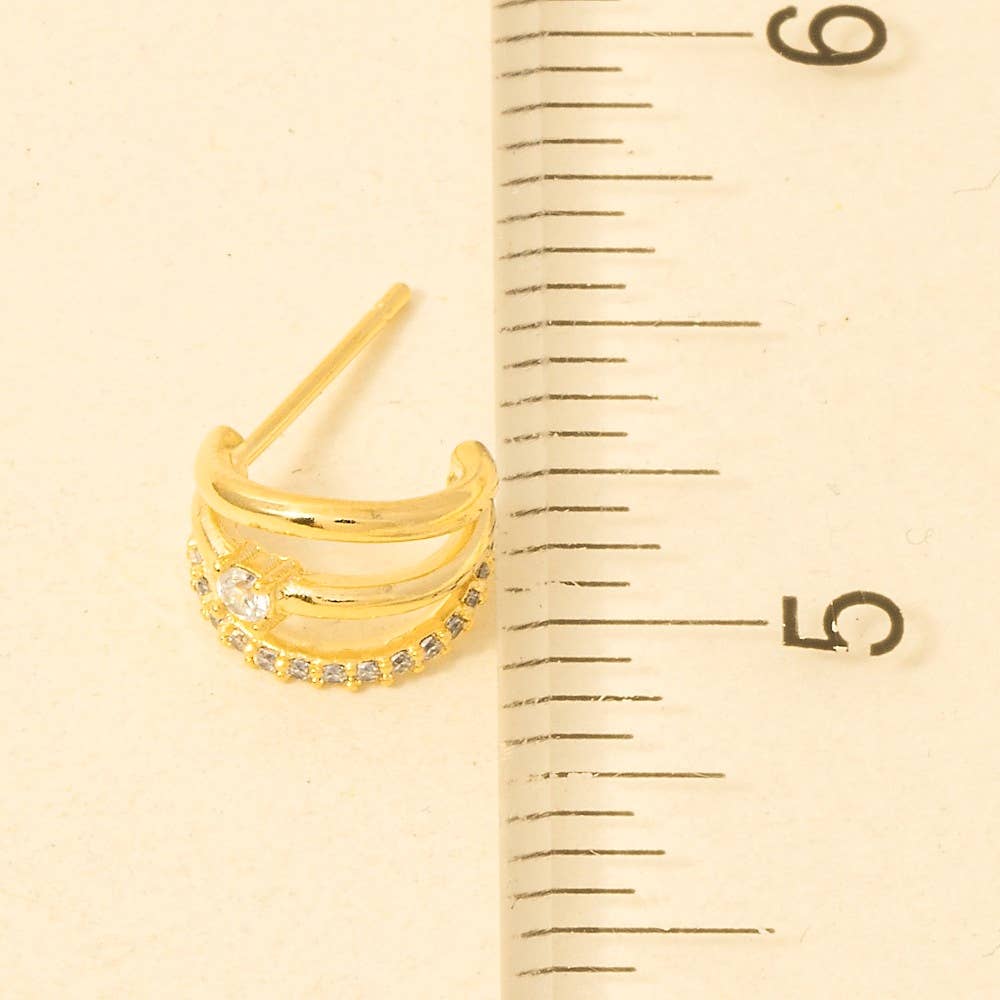 Pave Layered Hoop Huggie Earrings