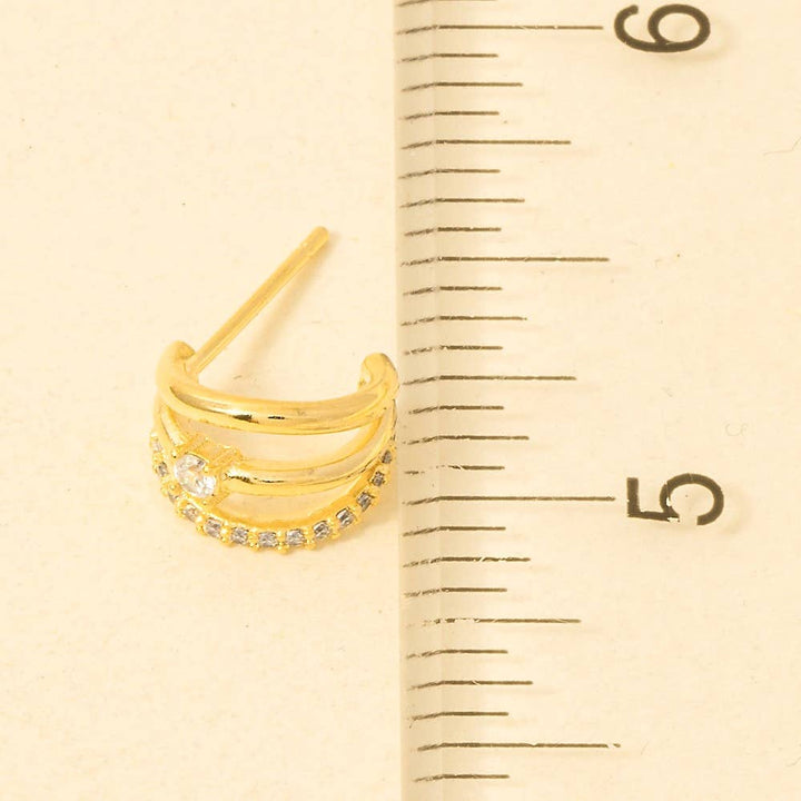 Pave Layered Hoop Huggie Earrings