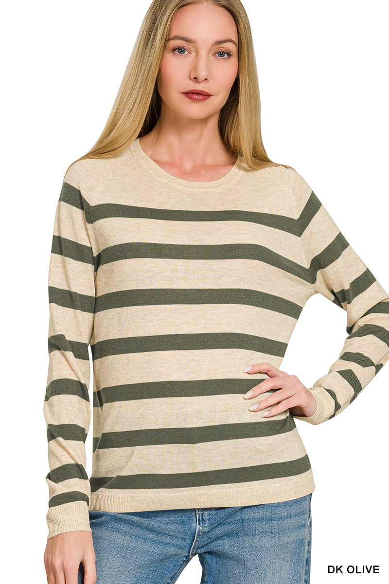 Olive & Oatmeal Stripe Sweater