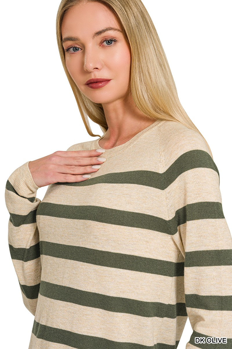 Olive & Oatmeal Stripe Sweater
